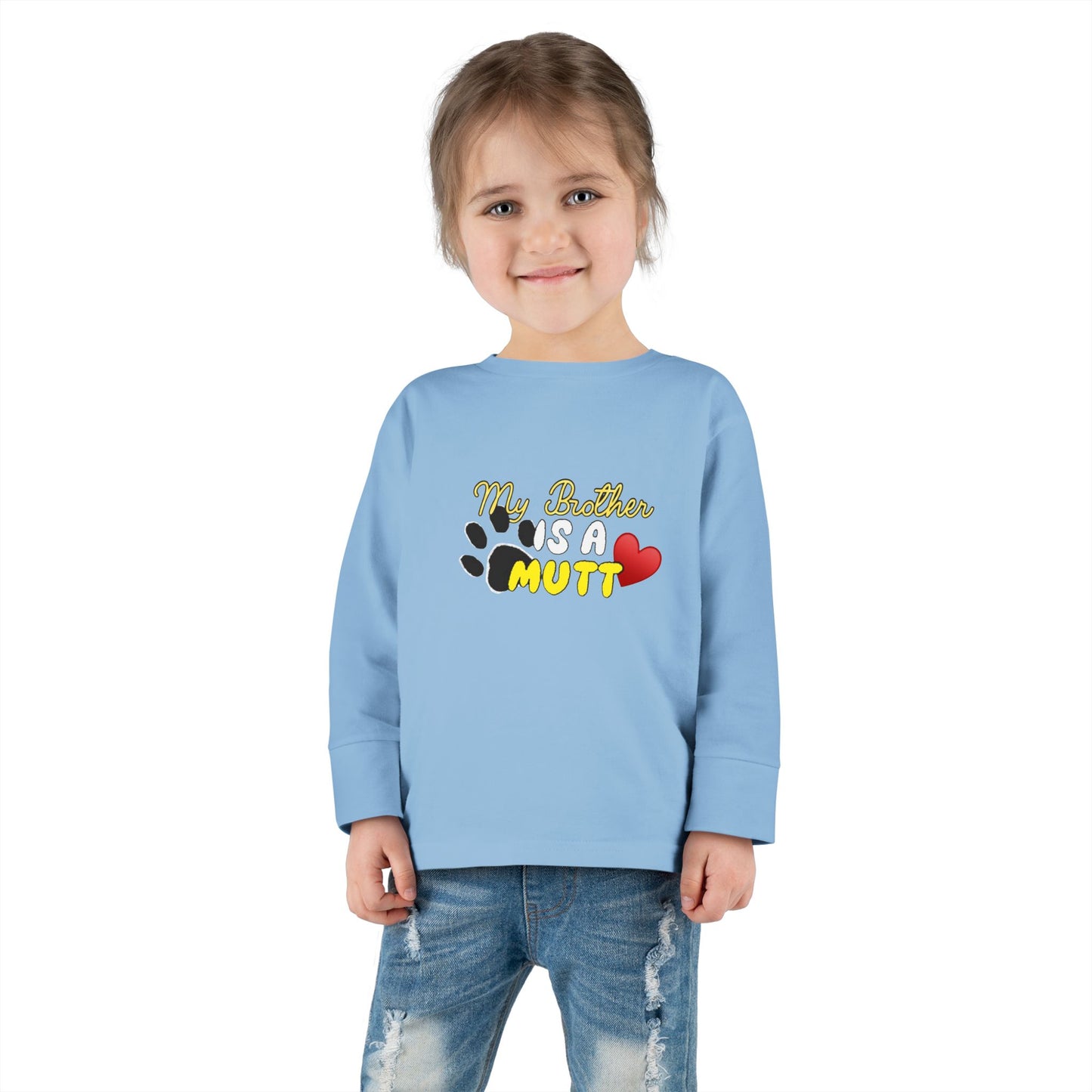 Cute Toddler Long Sleeve Tee - "My Brother is a Mutt" Dog Lover Shirt