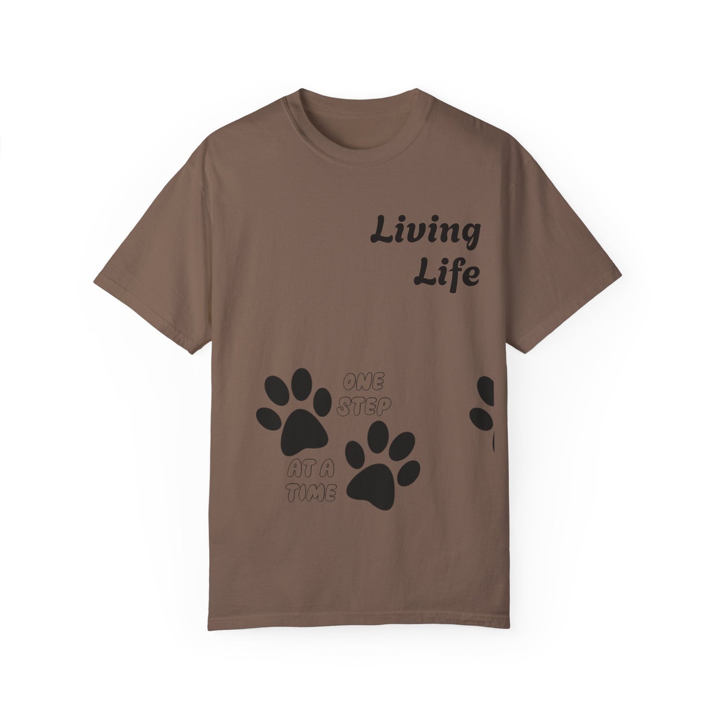 Inspirational Pet Lover T-Shirt - 'Living Life' Paw Print Design