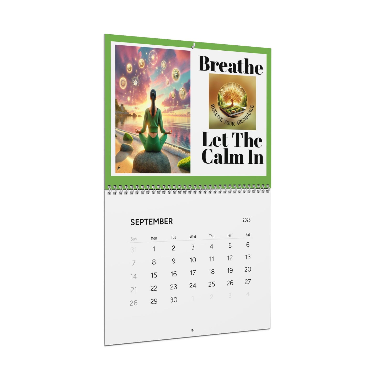 Inspiring 2025 Wall Calendar - "Breathe, Let The Calm In" Inspirational Design