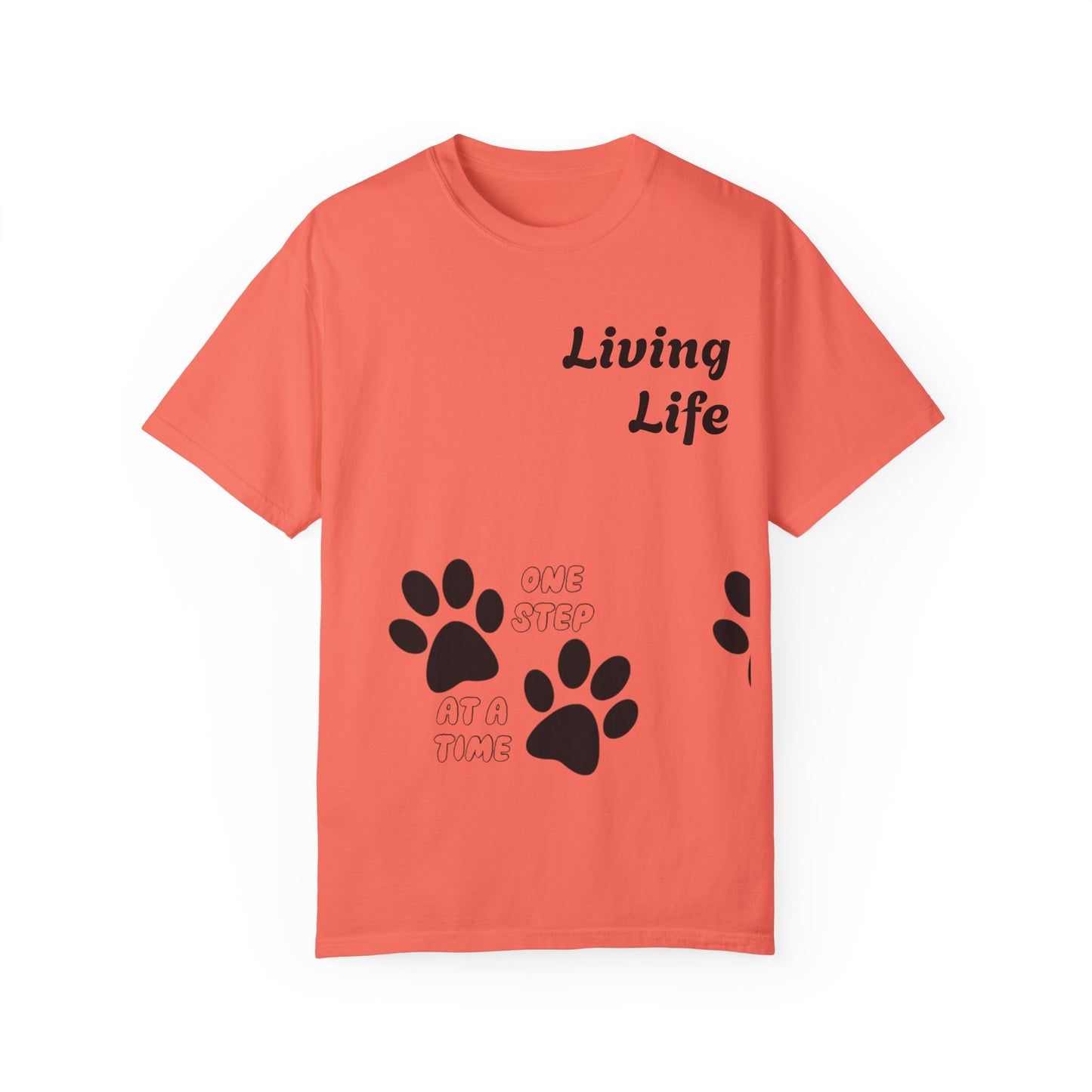 Inspirational Pet Lover T-Shirt - 'Living Life' Paw Print Design