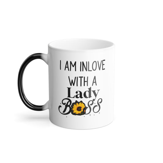 I am In Love With A Lady Boss Sunflower Color Morphing Mug - "I Am Going to Be a Crazy Cat Lady!" 11oz Coffee Cup for Cat Lovers