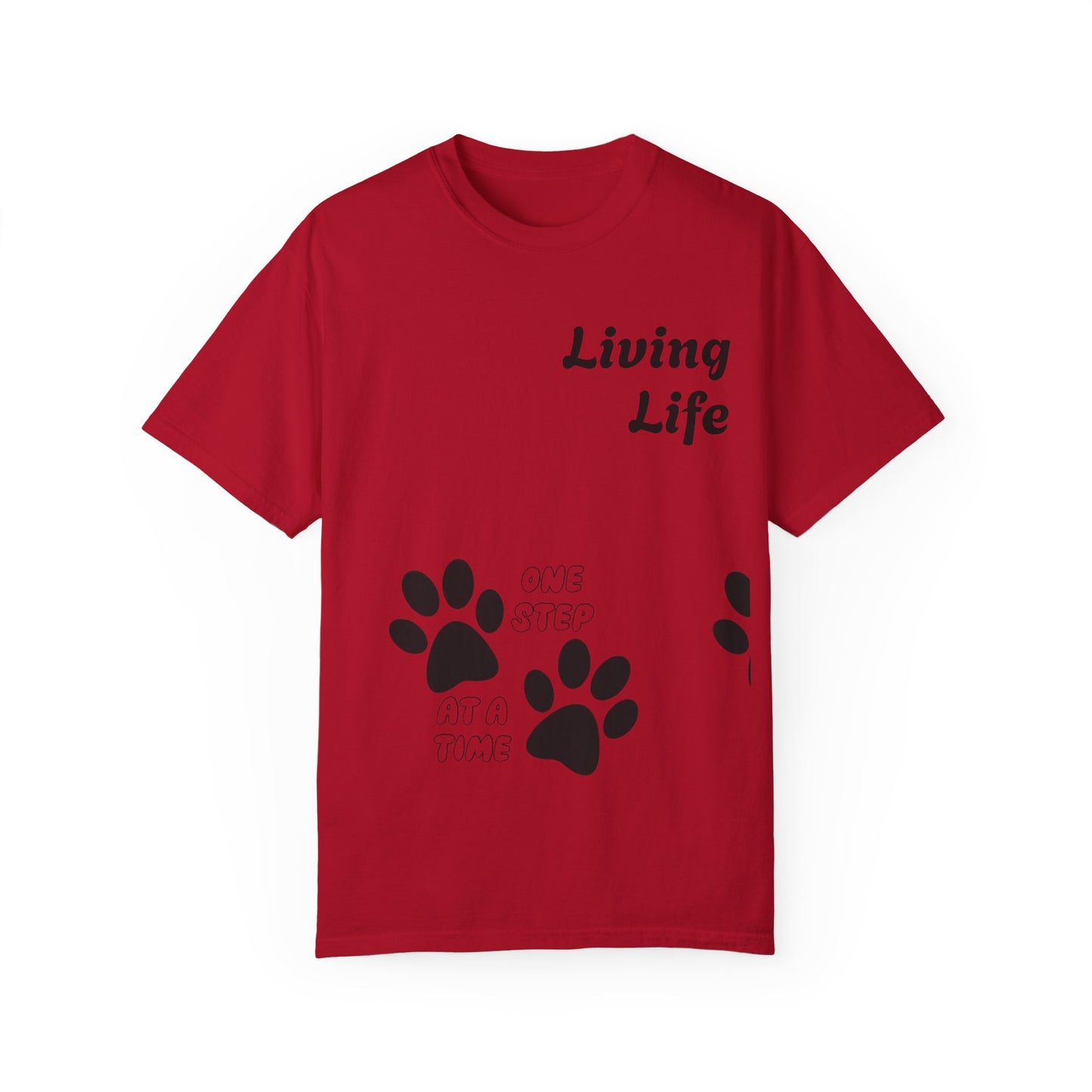 Inspirational Pet Lover T-Shirt - 'Living Life' Paw Print Design