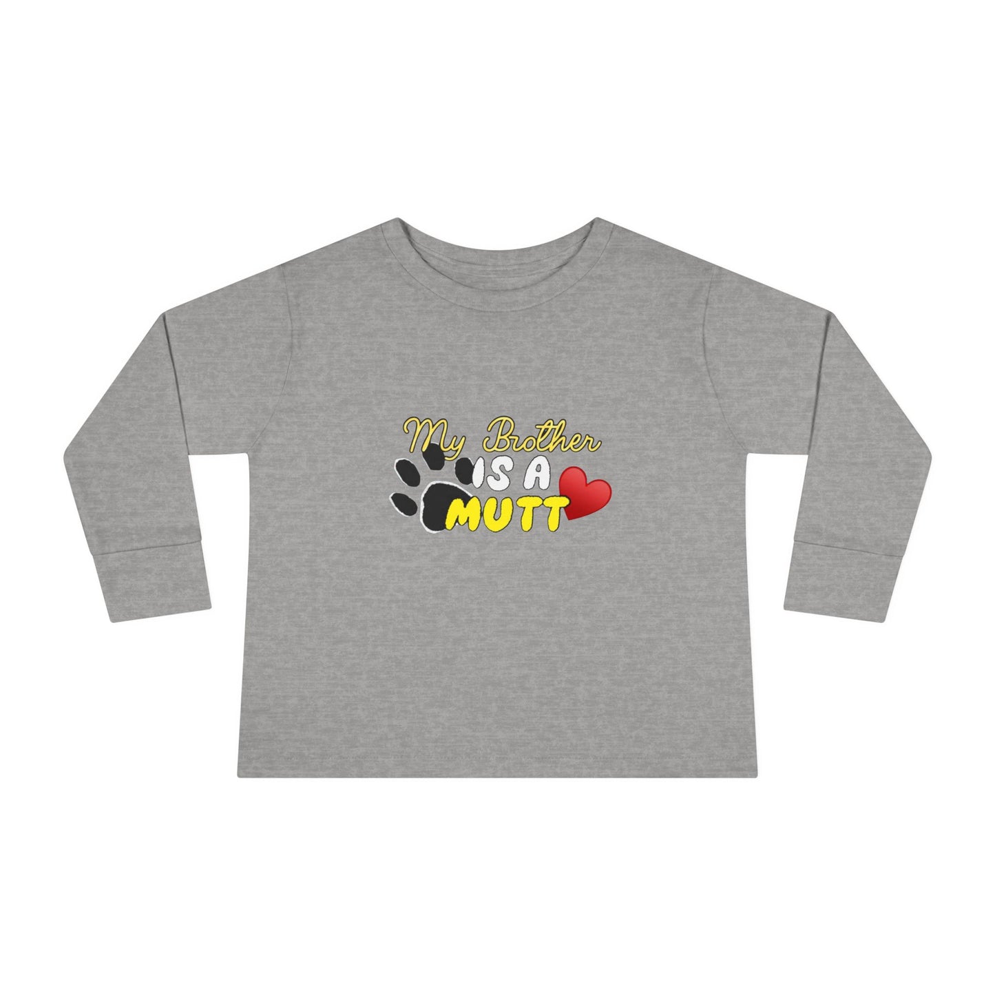 Cute Toddler Long Sleeve Tee - "My Brother is a Mutt" Dog Lover Shirt