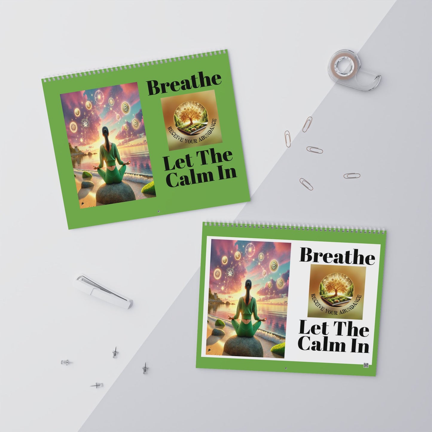 Inspiring 2025 Wall Calendar - "Breathe, Let The Calm In" Inspirational Design