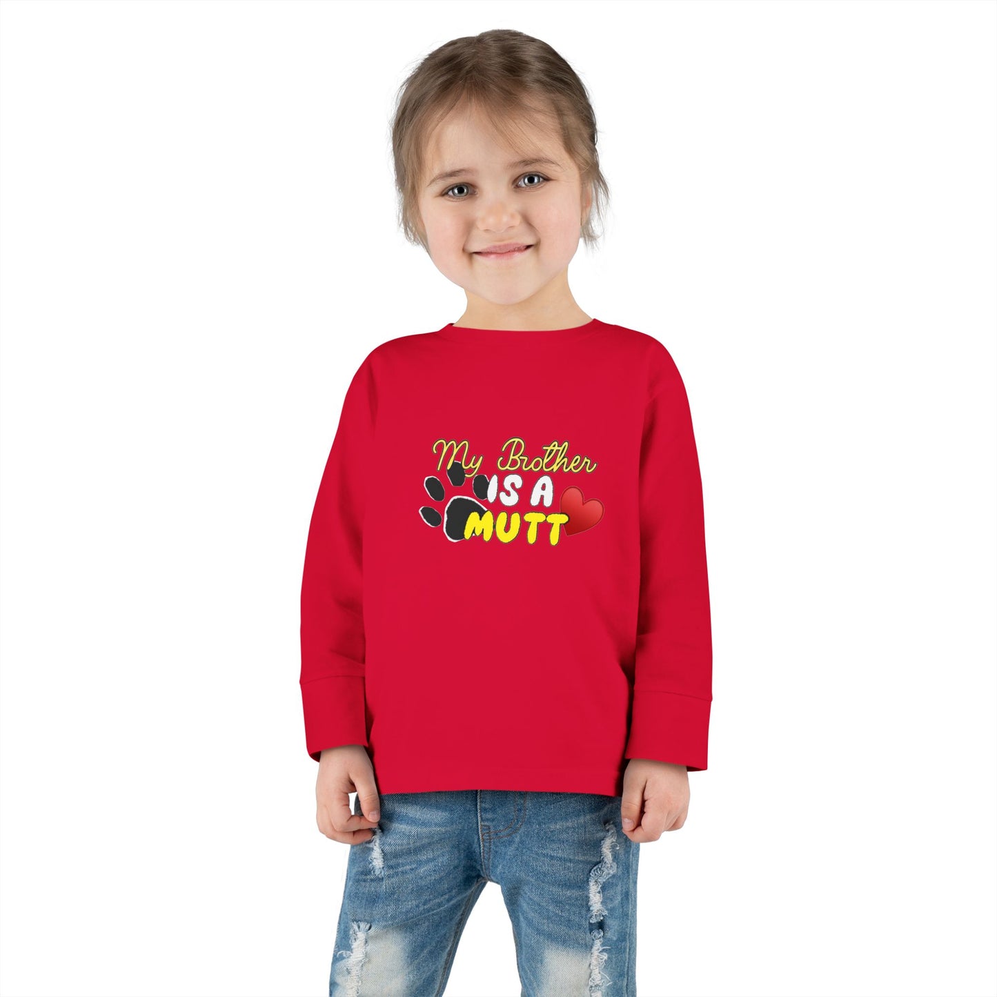 Cute Toddler Long Sleeve Tee - "My Brother is a Mutt" Dog Lover Shirt