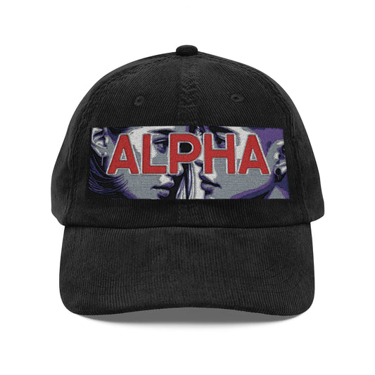 Vintage Corduroy Cap with 'ALPHA' Embroidery - Stylish & Comfortable Headwear for Trendsetters