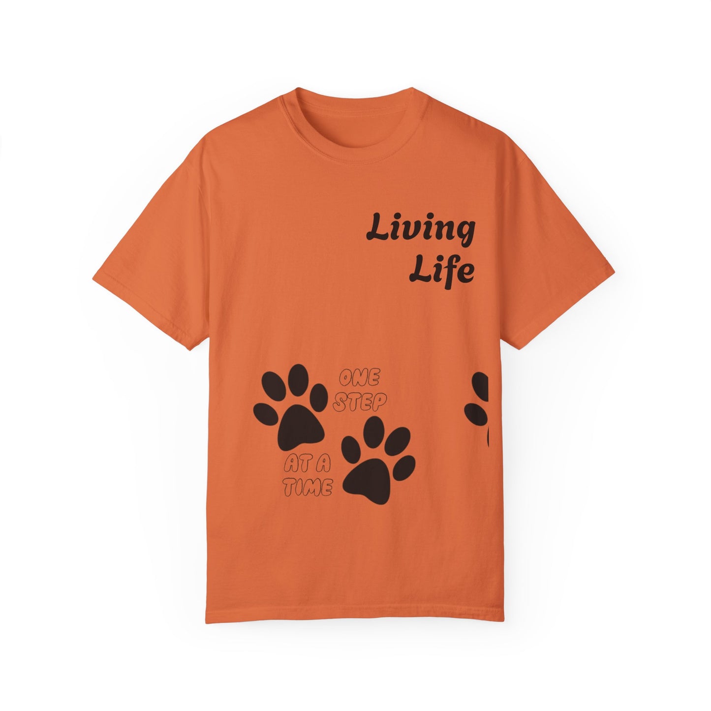 Inspirational Pet Lover T-Shirt - 'Living Life' Paw Print Design