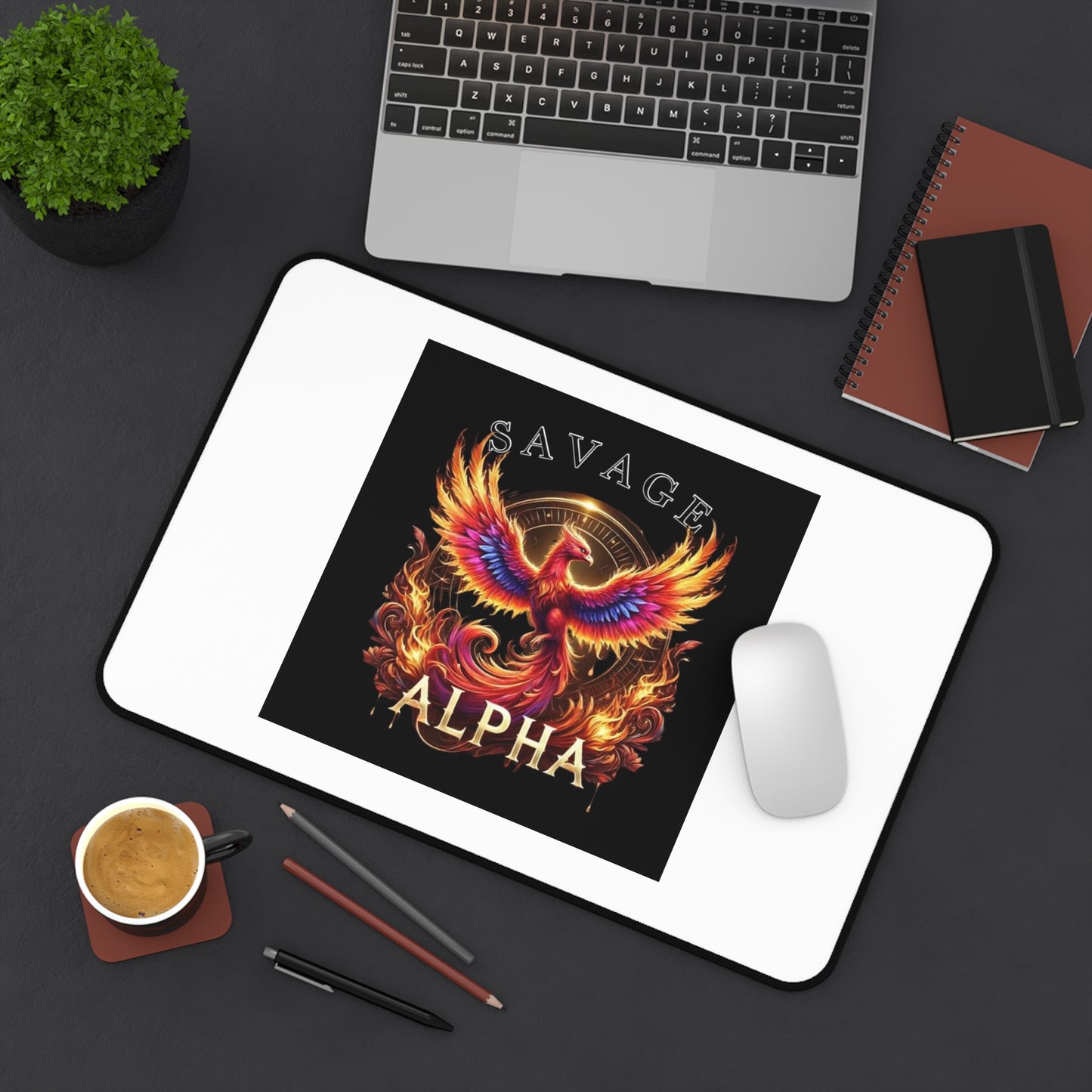 Savage Alpha Desk Mat - Phoenix Design for Gamers & Creatives