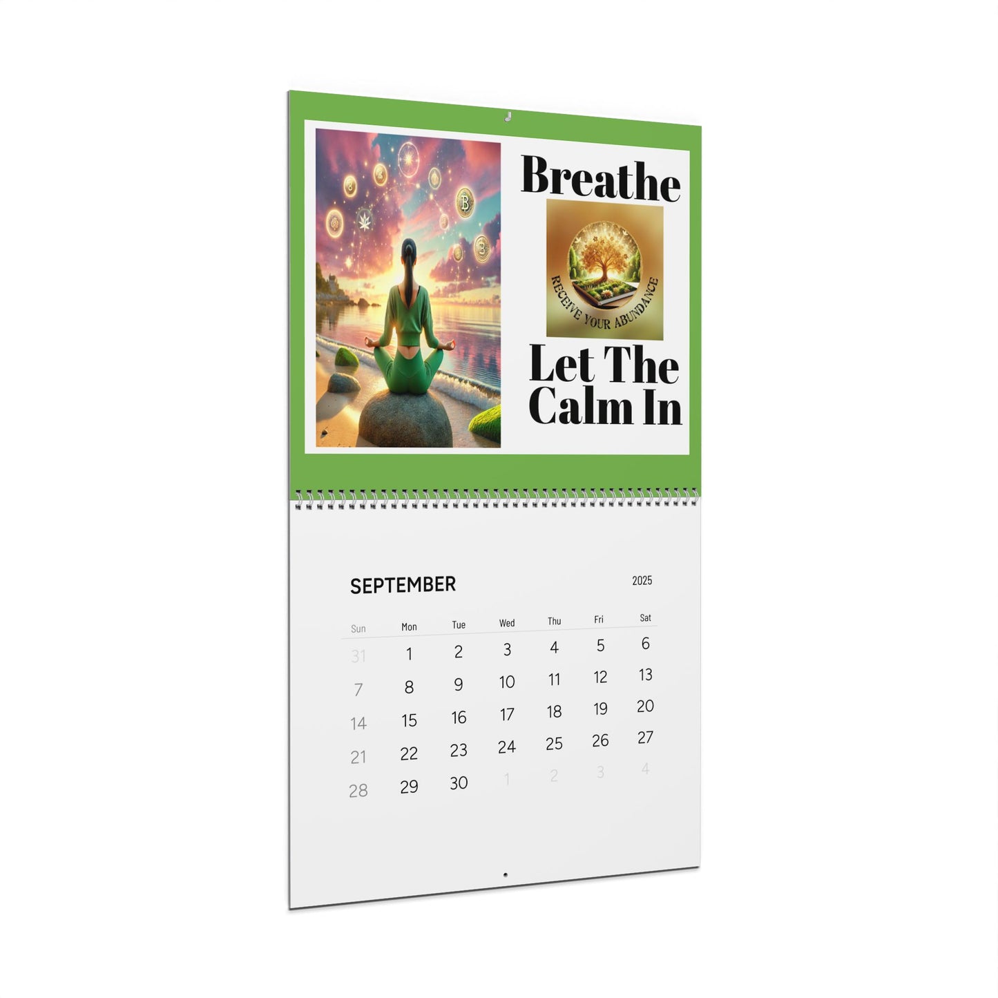 Inspiring 2025 Wall Calendar - "Breathe, Let The Calm In" Inspirational Design