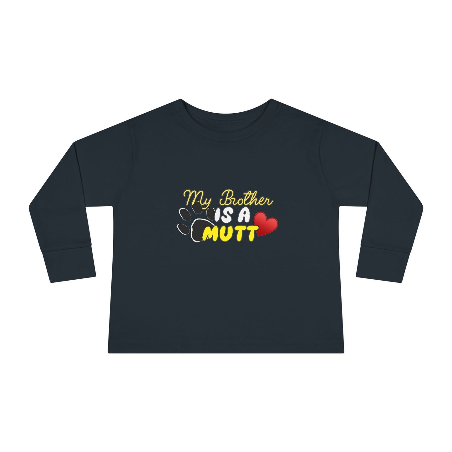 Cute Toddler Long Sleeve Tee - "My Brother is a Mutt" Dog Lover Shirt