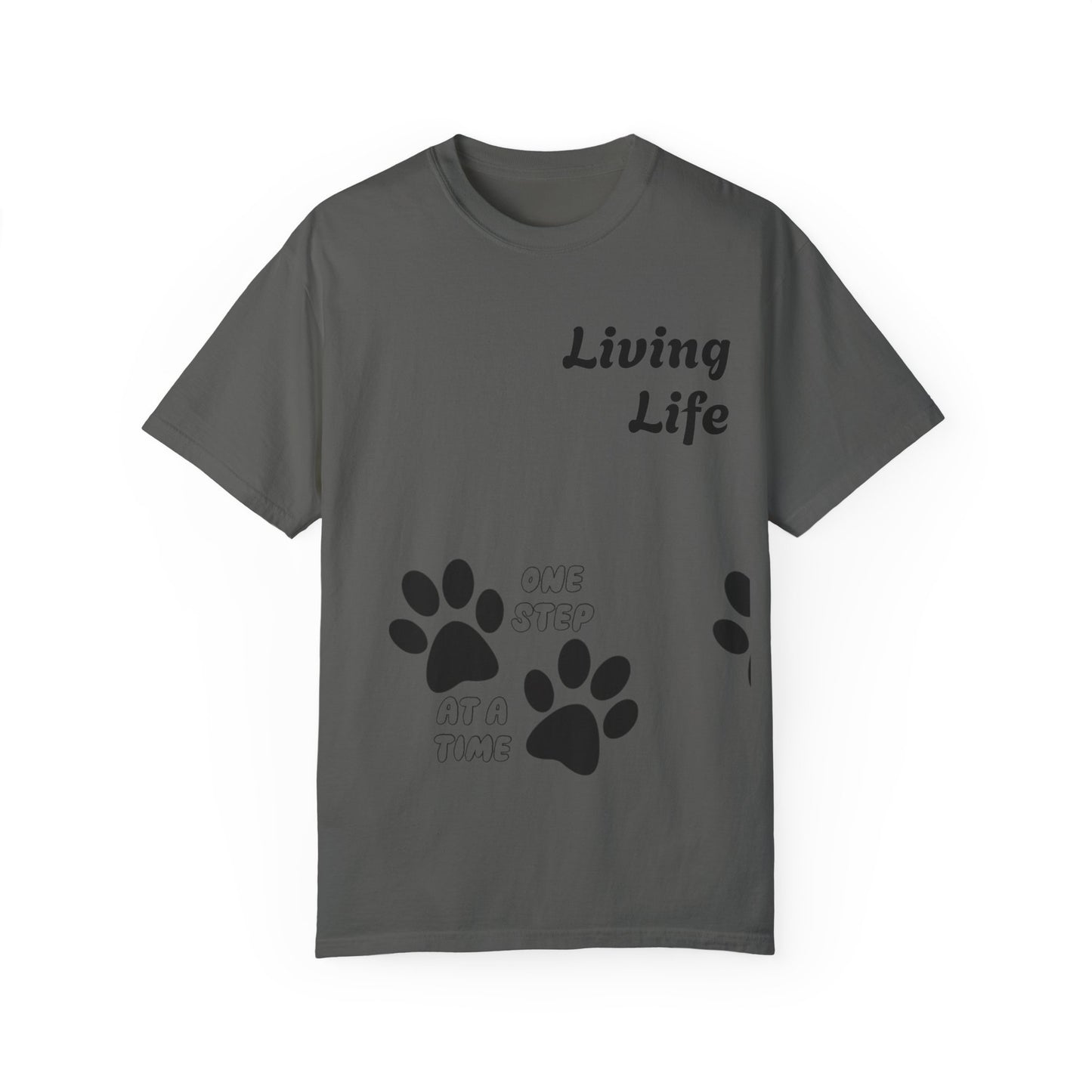 Inspirational Pet Lover T-Shirt - 'Living Life' Paw Print Design