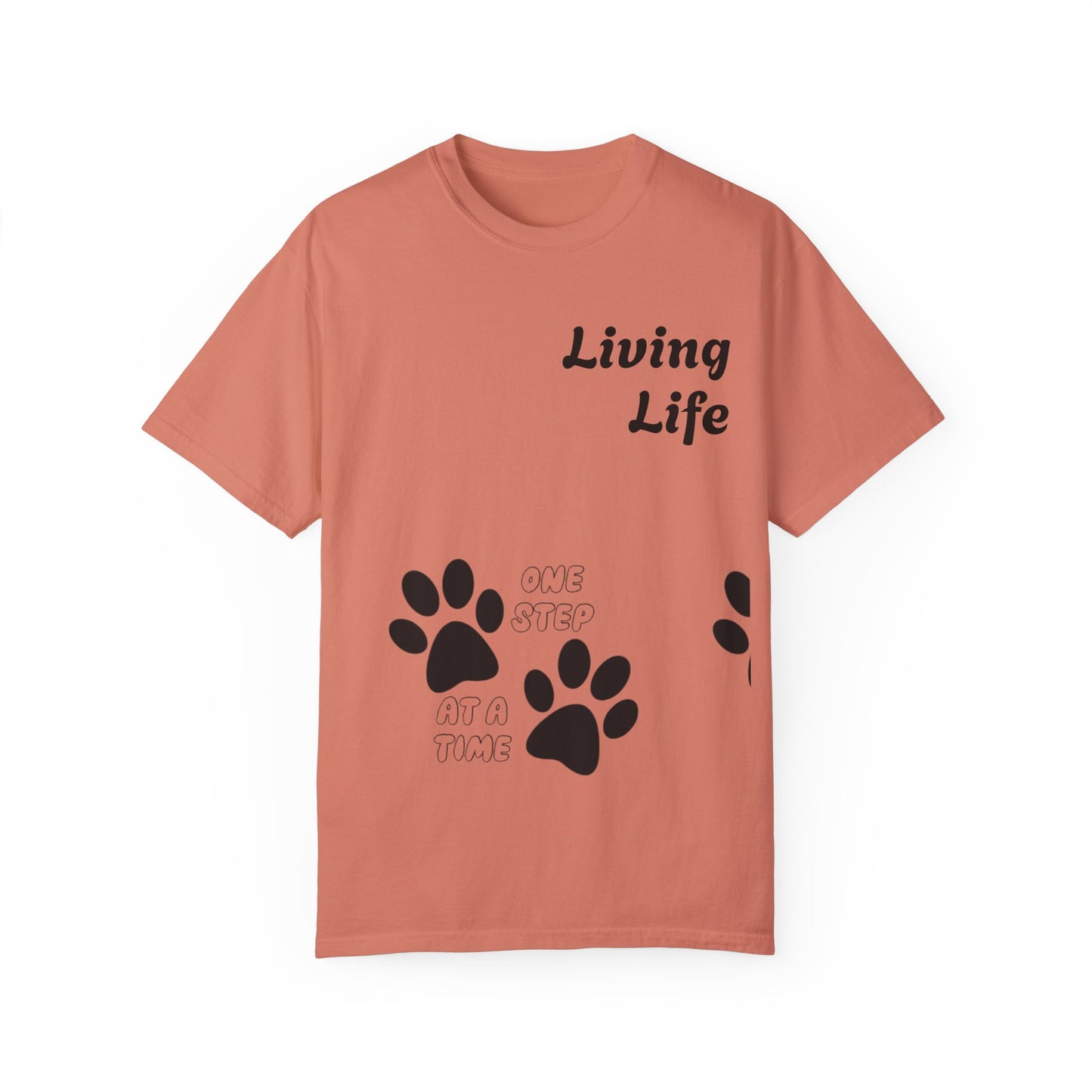 Inspirational Pet Lover T-Shirt - 'Living Life' Paw Print Design