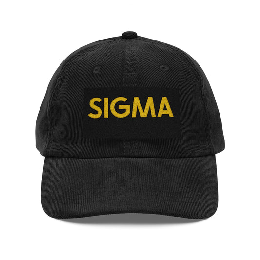 Vintage Corduroy Cap with 'SIGMA' Embroidery - Stylish & Cool