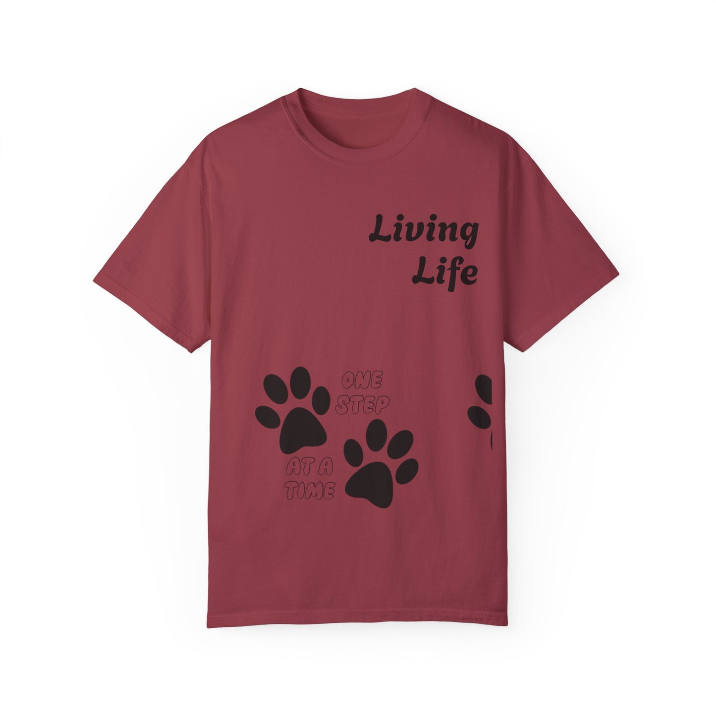 Inspirational Pet Lover T-Shirt - 'Living Life' Paw Print Design