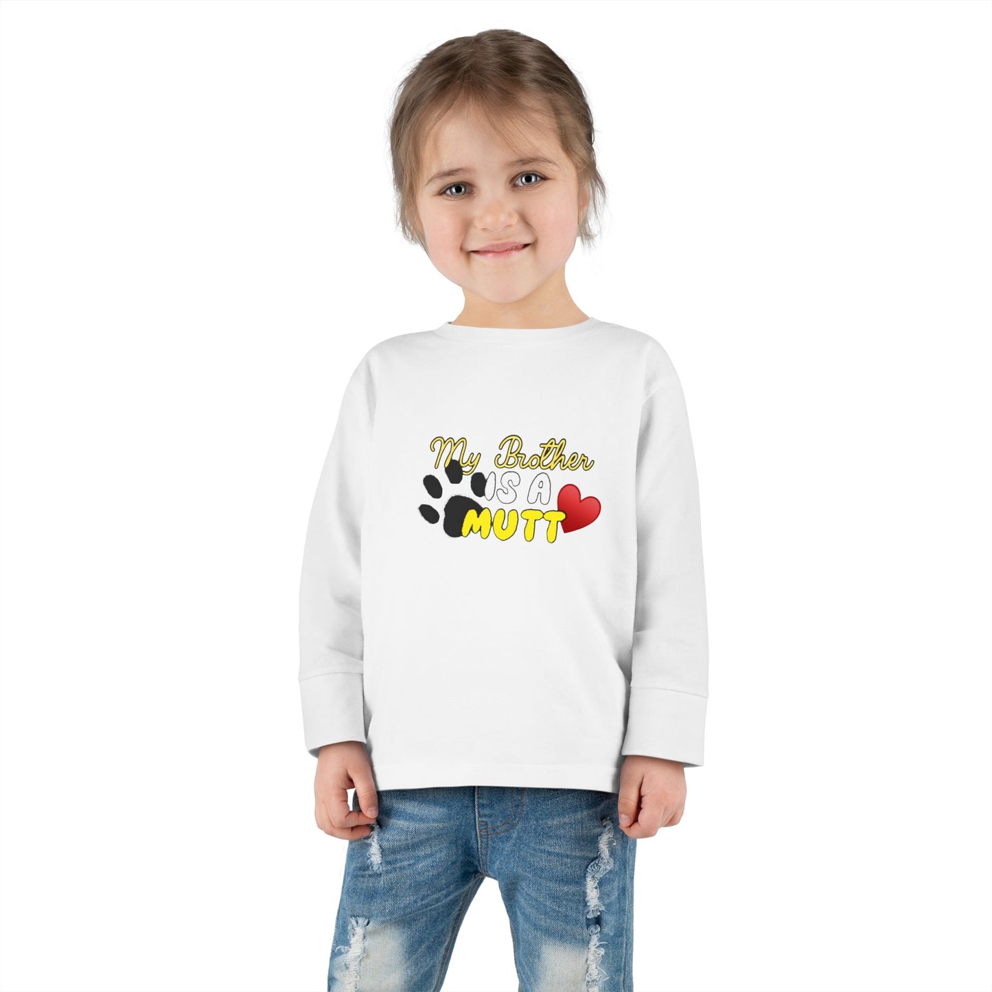 Cute Toddler Long Sleeve Tee - "My Brother is a Mutt" Dog Lover Shirt