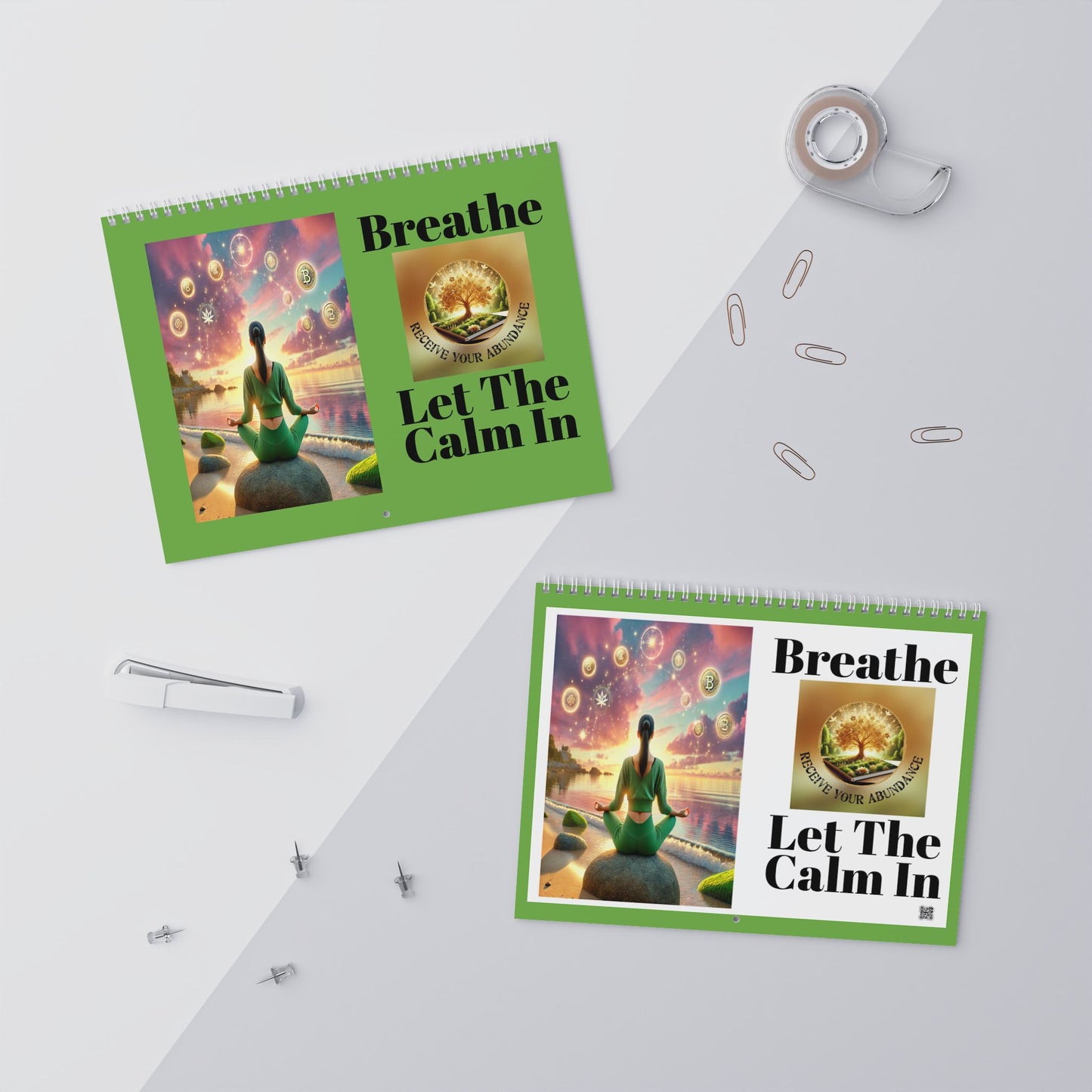 Inspiring 2025 Wall Calendar - "Breathe, Let The Calm In" Inspirational Design